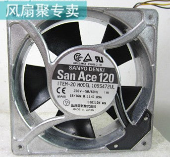Sanyo 109S472UL 230V 0.11/0.09A 18/16W 3wires Cooling Fan Sanyo 109S472UL 230V 0.11/0.09A 18/16W 3wires Cooling Fan